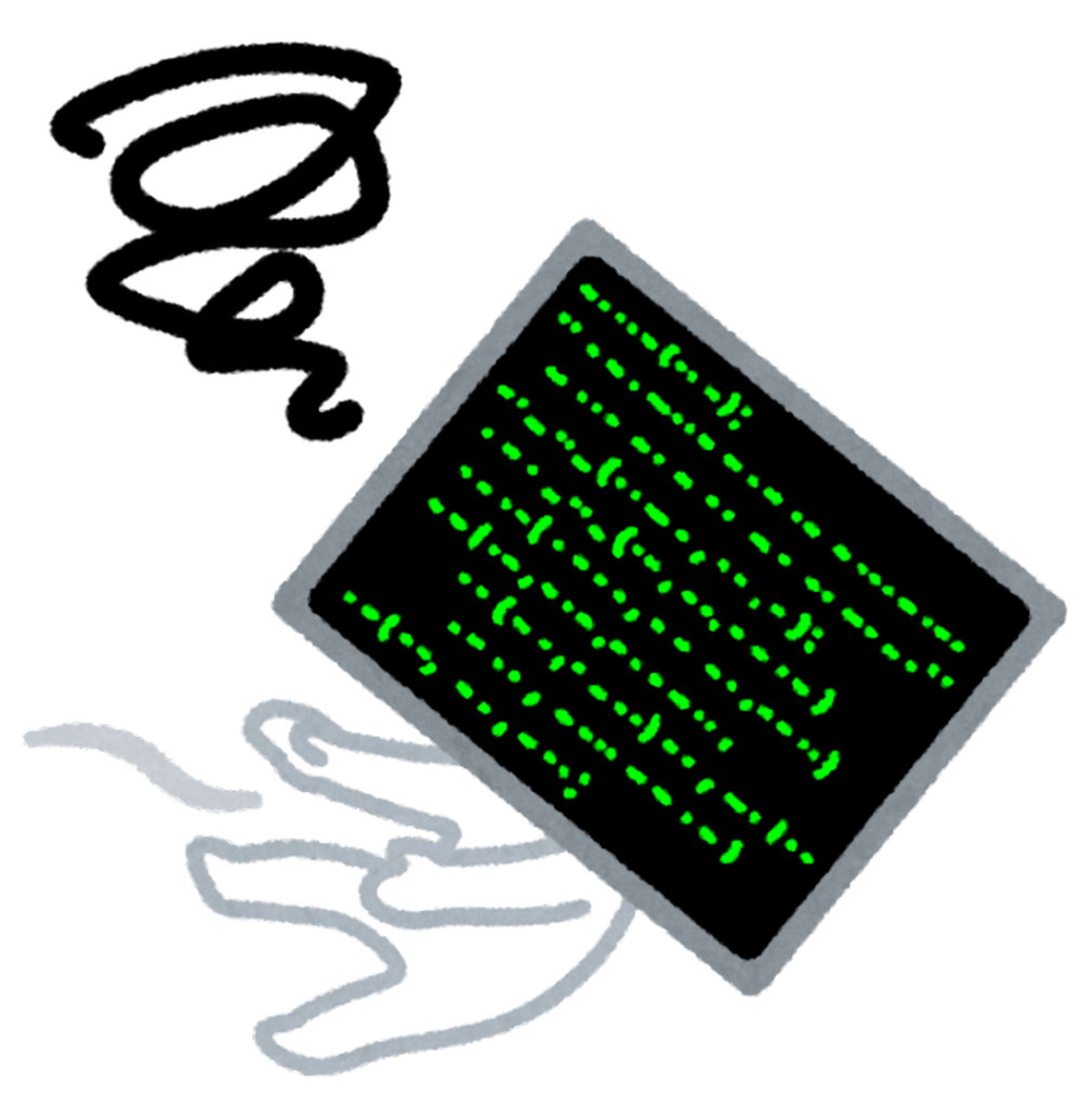 パソコンモニターが困っているイラスト