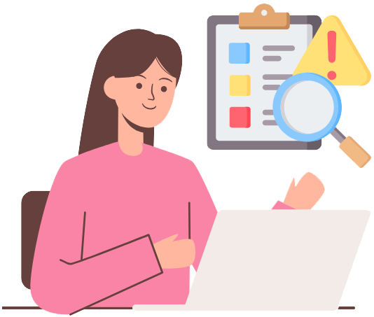 新しいプロバイダを探して情報をチェックしている女性をイラストで描きます