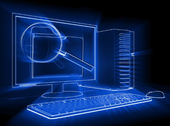 デスクトップパソコンでIPアドレスを検索するシーンをイラストで説明します