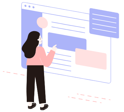 女性が確認くんを使ってプロバイダ情報を確認するシーンをイラストで表現します